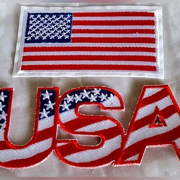 Large USA & AMERICAN FLAG Letter/Text PATCH/APPLIQUE  NEW! 4TH OF JULY - Picture 3 of 3